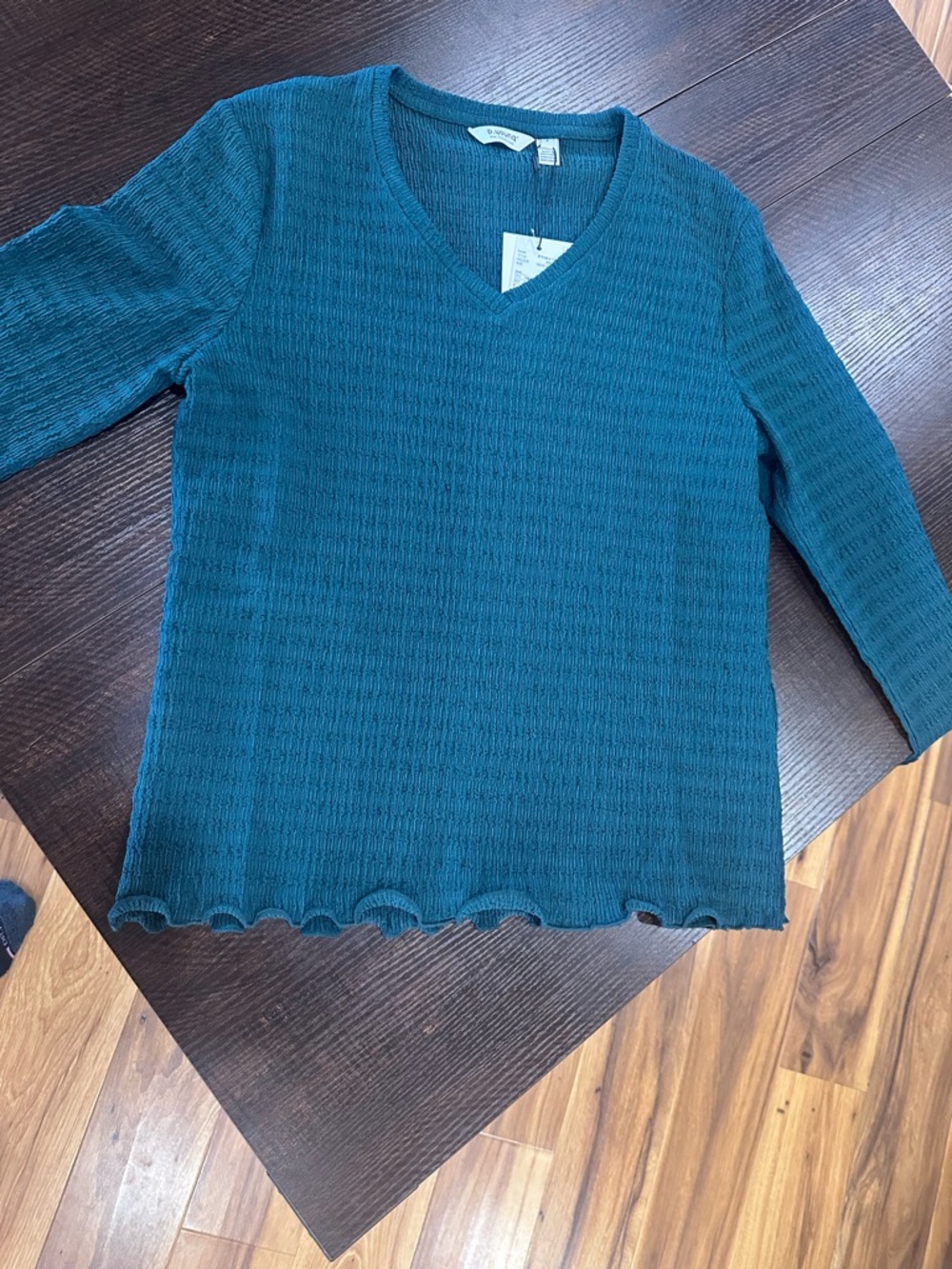 Blue V-Neck Lightweight Knit Top - Women